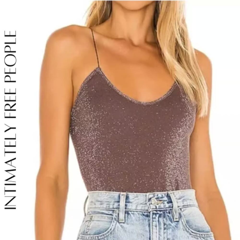 Intimately Free People Metallic Scoop Neck Brami Crop Top – Size M/L